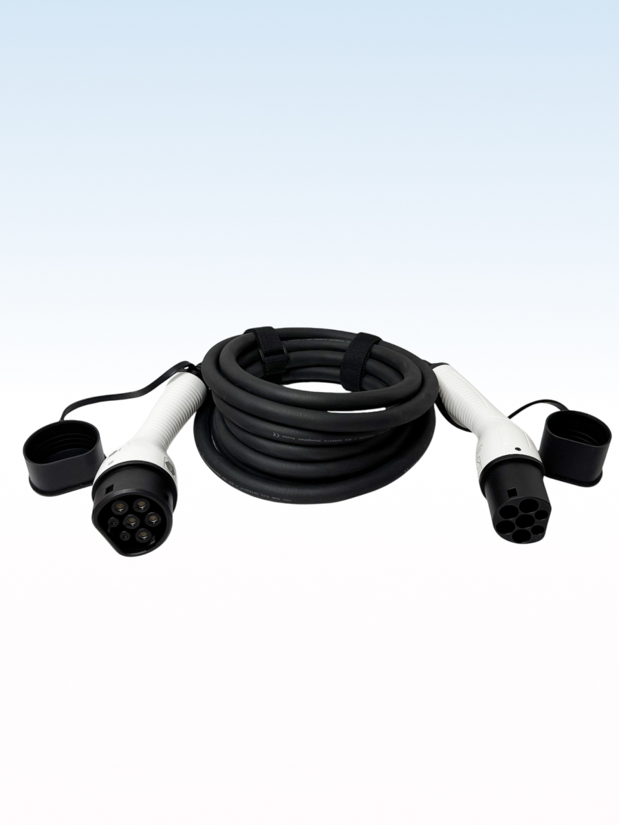 Кабель для зарядки электромобиля TYPE 2-TYPE 2 на 5 м и 22 кВт