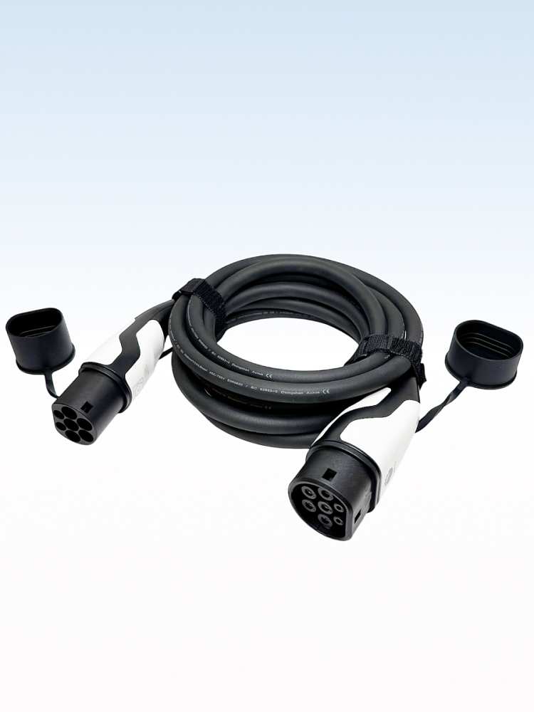 Зарядный кабель для зарядки электромобиля TYPE 2-TYPE 2 на 7 м и 22 кВт