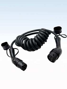 Зарядный кабель-спираль для зарядки электромобиля TYPE 2-TYPE 2 на 7 м и 22 кВт (трехфазный) Зарядный кабель-спираль для зарядки электромобиля TYPE 2-TYPE 2 на 7 м и 22 кВт (трехфазный)